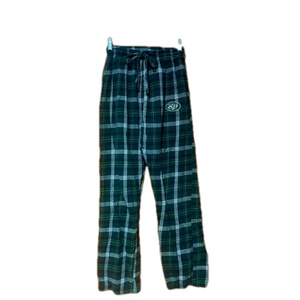 NY Jets Men's Sleepwear Lounge Sleep Pants Sz S Plaid Flannel Green Straight Leg
